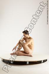 Nude Man White Sitting poses - simple Athletic Short Brown Sitting poses - ALL Multi angles poses Realistic